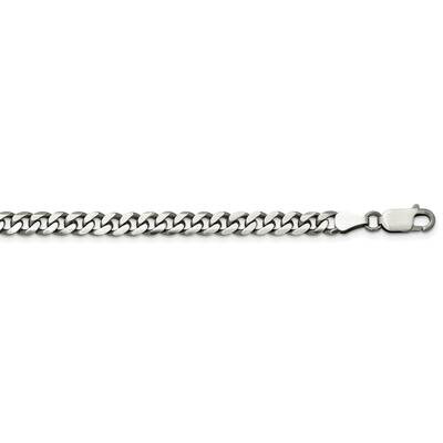 6mm Curb Chain 28 Inch Sterling Silver Antiqued QCB150A-28, MPN: QCB150A-28,