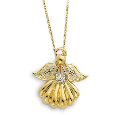 Angel of Remembrance 18 Inch Necklace Sterling Silver &amp; Gold-plated with Diamonds QSX158, MPN: QSX1…