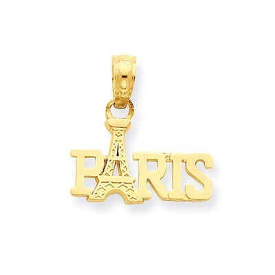 Paris with Eiffel Tower Pendant 14k Gold D4087, MPN: D4087, 637218141074