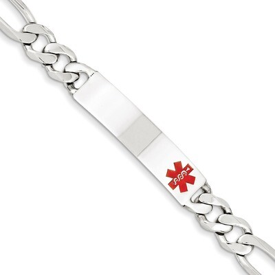 7.5 Inch Medical Figaro Anchor Link ID Bracelet Sterling Silver Polished XSM170-7.5, MPN: XSM170-7.…