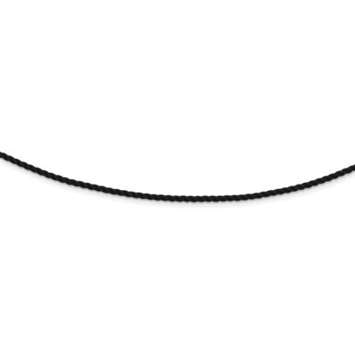 2mm Black Twisted Rubber Necklace 18 Inch Sterling Silver QG3559-18, MPN: QG3559-18, 196904160411