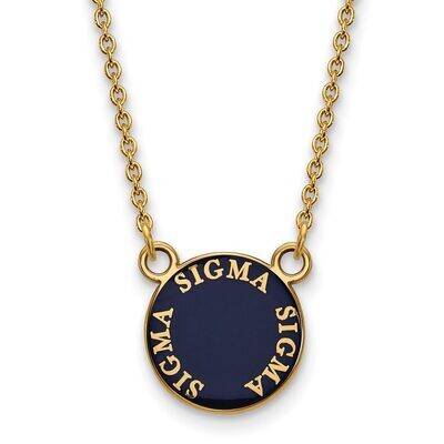 Sigma Sigma Sigma Extra Small Enameled Pendant with 18 Inch Chain Gold-plated Silver GP012SSS-18, M…