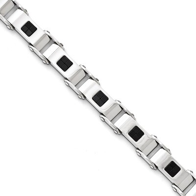 Polished Black IP-plated Bracelet - Stainless Steel SRB1618-8.5 by Chisel, MPN: SRB1618-8.5, 191101…