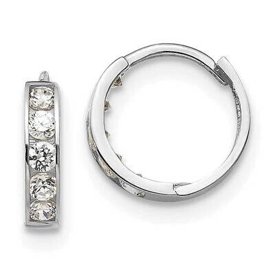 CZ Diamond Children&#39;s Hinged Hoop Earrings 14k White Gold GK649W by Madi K, MPN: GK649W, 8839579769…