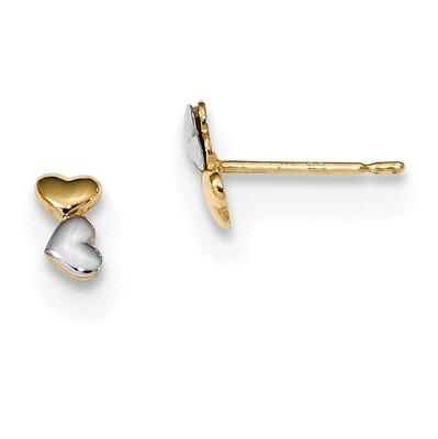 Childrens Double Heart Post Earrings 14k Two-tone Gold SE2530, MPN: SE2530, 883957754789