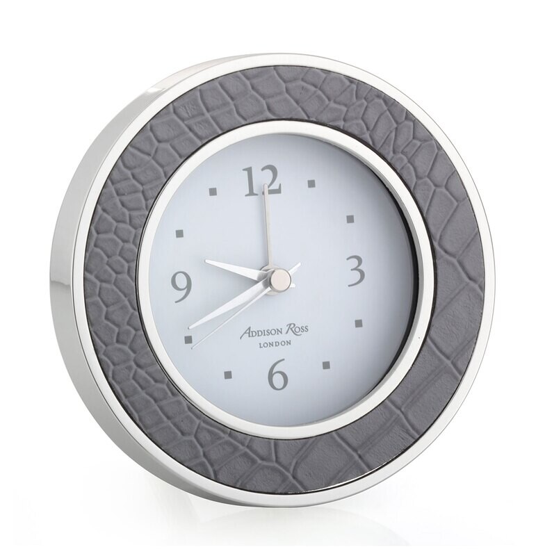Addison Ross Dove Croc Silver Alarm Clock 4 x 4 InchSilver-plated FR5518