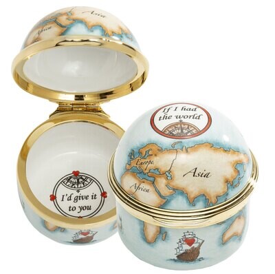 Halcyon Days If I had the world Enamel Box ENHTW0101G, MPN: ENHTW0101G,