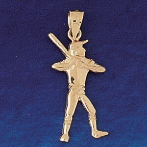 Dazzlers Jewelry Baseball Player Pendant Necklace Charm Bracelet in Yellow, White or Rose Gold 3321…