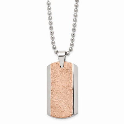 Textured Brown IP-plated Necklace Stainless Steel Polished SRN1443-24 by Chisel, MPN: SRN1443-24, 8…