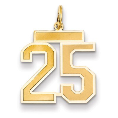 Number 25 Charm 14k Gold Medium Satin LSM25, MPN: LSM25, 883957073767