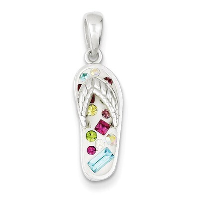 Multi-Color Stellux Crystal Flip-flop Pendant Sterling Silver QP2530, MPN: QP2530, 883957143309