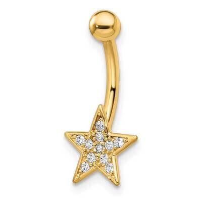 Belly Ring 14k Gold CZ Diamond BD205, MPN: BD205, 883957809830