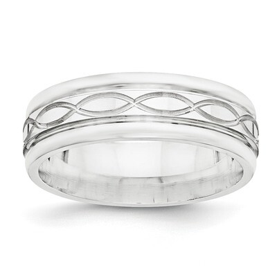 7mm Polished Fancy Band Sterling Silver QWB132 Engravable, MPN: QWB132, 886774335643