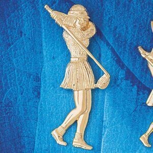 Dazzlers Jewelry Golfer Pendant Necklace Charm Bracelet in Yellow, White or Rose Gold 3402, MPN: DZ…