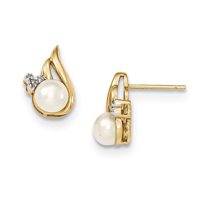 5-6mm Cultured Pearl &amp; Diamond Post Earrings 14K Gold &amp; Rhodium XE1969P/A, MPN: XE1969P/A, 88395741…