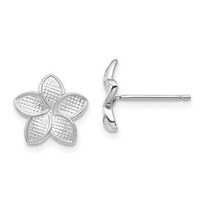 Textured Plumeria Post Earrings 14k White Gold Polished TF1564, MPN: TF1564, 883957598864