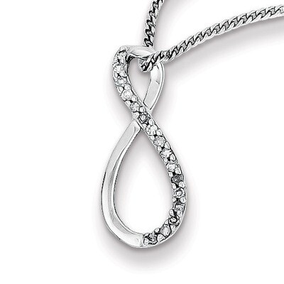 Accent Infinity Necklace Sterling Silver Rhodium-plated Diamond QP3451, MPN: QP3451, 196904160152