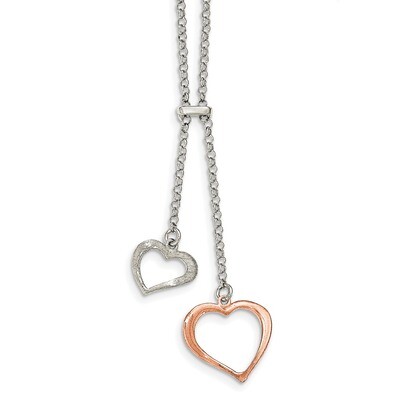 Rose-tone Polished &amp; Textured Necklace 16.5 Inch Sterling Silver QG3808-16.5, MPN: QG3808-16.5, 191…