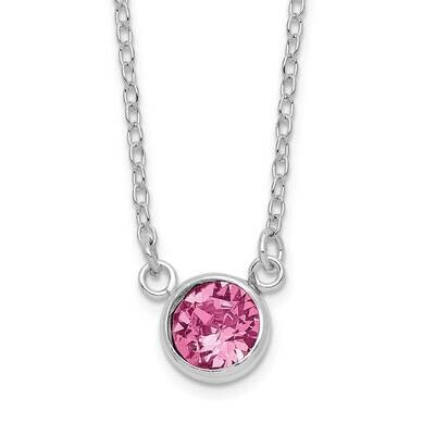 Pink Crystal 18.5 Inch Necklace Sterling Silver Rhodium-Plated QG6129-18.5, MPN: QG6129-18.5, 19690…