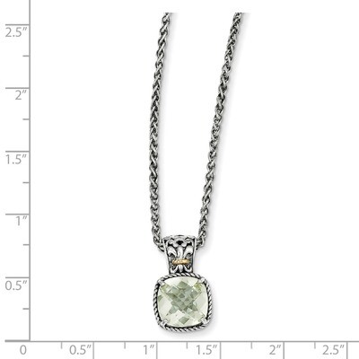 Green Quartz Necklace Sterling Silver &amp; 14k Gold QTC909, MPN: QTC909, 883957527468