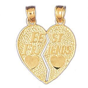 Dazzlers Jewelry Best Friends Pendant Necklace Charm Bracelet in Yellow, White or Rose Gold 10356, …