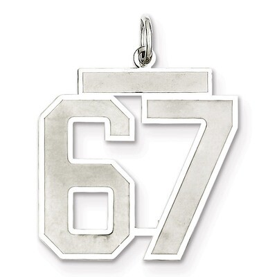 Pendant Number 67 Satin Sterling Silver Large QPP67, MPN: QPP67, 191101282065