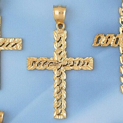 Dazzlers Jewelry Cross Pendant Necklace Charm Bracelet in Yellow, White or Rose Gold 8011, MPN: DZ-…