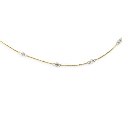 Diamond-cut Beads with 2in Ext Necklace 16 Inch 14k Two-Tone Gold SF2003-16, MPN: SF2003-16, 191101…