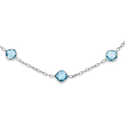 Blue Topaz Necklace Sterling Silver QX897BT, MPN: QX897BT, 883957467252
