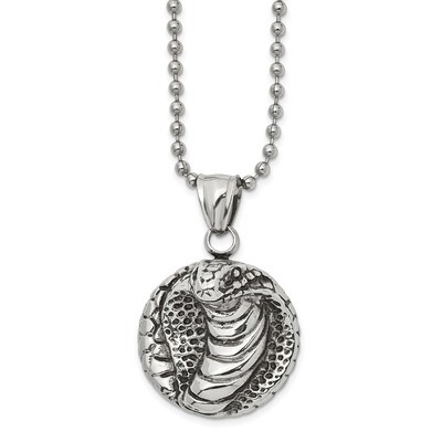 Cobra 22 Inch Necklace Stainless Steel Antiqued Polished SRN2676-22 by Chisel, MPN: SRN2676-22, 191…