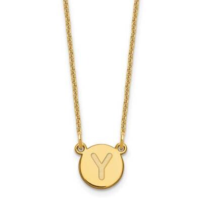 Tiny Circle Block Initial Letter Y Necklace 14k Gold XNA722Y/Y, MPN: XNA722Y/Y,