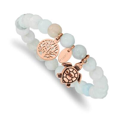 Polished Rose Ip Blue/Grey Dyed Jade Bracelet Stainless Steel Antiqued SRB2328, MPN: SRB2328, 19110…