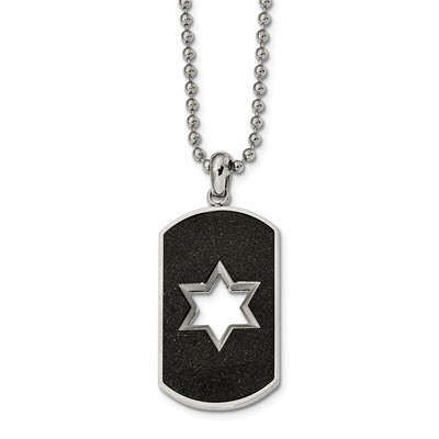 Laser Cut Star of David Dog tag Necklace Stainless Steel Brushed SRN2413-24 by Chisel, MPN: SRN2413…
