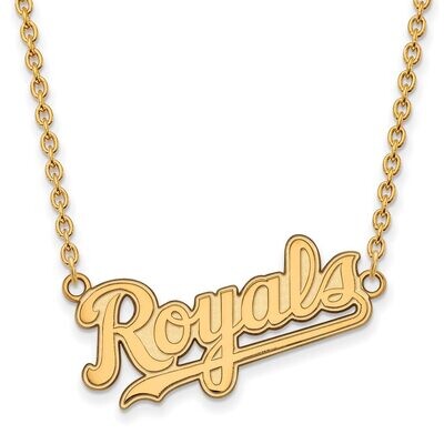 Kansas City Royals Large Pendant with Chain Necklace Gold-plated Silver GP019ROY-18, MPN: GP019ROY-…