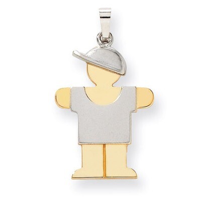 Boy with Hat on Right Engravable Charm 14k Two-tone Gold Large XK239, MPN: XK239, 883957859170