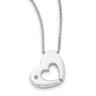.02Ct Diamond Heart Necklace Sterling Silver QW159-18, MPN: QW159-18, 883957502366