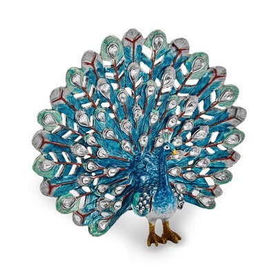 Blue Peacock Trinket Box Enamel on Pewter by Jere, MPN: BJ2055, 191101594946