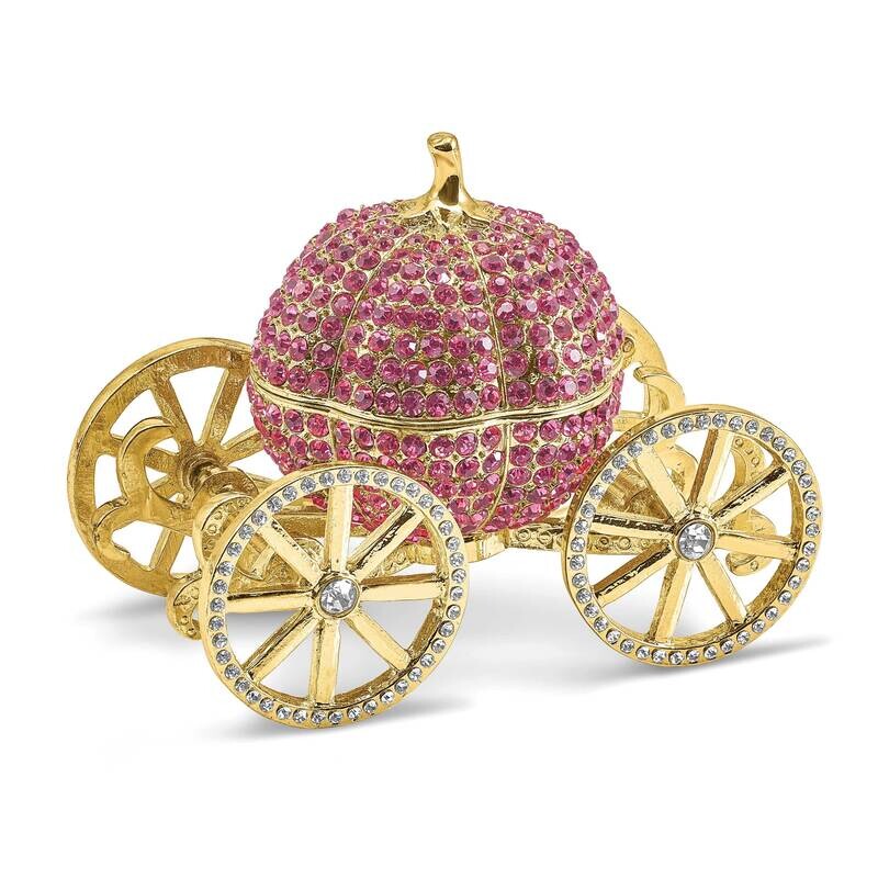 By Jere ETERNALLY YOURS Pink Pumpkin Coach with Ring Pad Trinket Box with Matching 18 Inch Necklace…