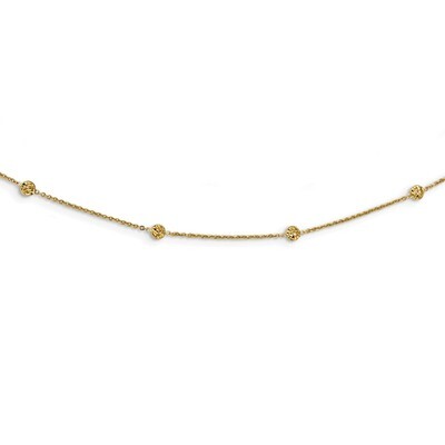 18 Inch Diamond -cut Tiny Puffed Circles 15-Station Necklace 14k Gold Polished SF2463-18, MPN: SF24…