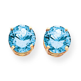 8mm Blue Topaz Post Earrings 14k Gold XE75BT, MPN: XE75BT, 883957338033