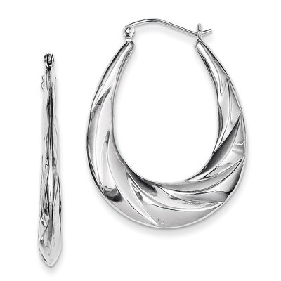 Twisted Scalloped Hoop Earrings Sterling Silver Rhodium-plated QE4696, MPN: QE4696, 883957932996