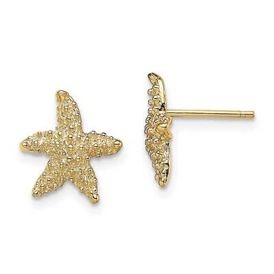 Starfish Post Earrings 14k Gold Textured TE783, MPN: TE783, 637218038183