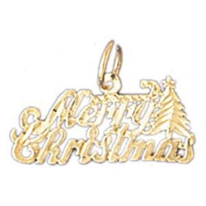 Dazzlers Jewelry Merry Christmas Pendant Necklace Charm Bracelet in Yellow, White or Rose Gold 1007…