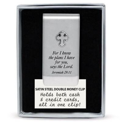 Satin Steel For I Know The Plans Double Money Clip GM10904, MPN: GM10904, 785525251600
