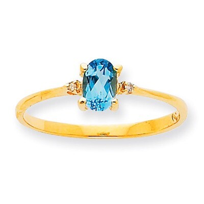 Polished Geniune Diamond &amp; Blue Topaz Birthstone Ring 10k Gold 10XBR213, MPN: 10XBR213, 191101091759