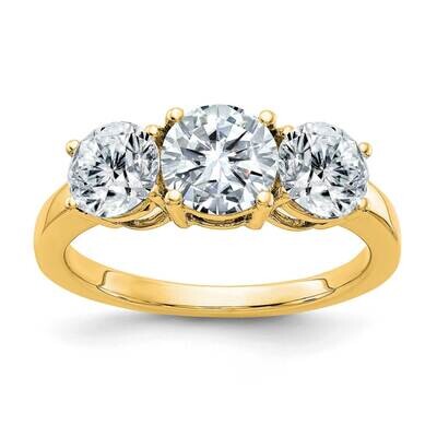 2 1/5ct. Three Stone D E F Pure Light Round Moissanite Ring 14k Gold RM3554E-225-YMP, MPN: RM3554E-…