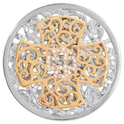 Nikki Lissoni Waved Cross Silver/Gold-Plated 43mm Coin C1265SL, MPN: C1265SL, 8718627466629