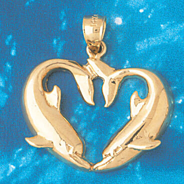 Dazzlers Jewelry Dolphin Heart Pendant Necklace Charm Bracelet in Yellow, White or Rose Gold 350, M…