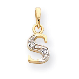 Polished .01ct Diamond Initial S Charm 14K Gold &amp; Rhodium YC250S, MPN: YC250S, 883957323558