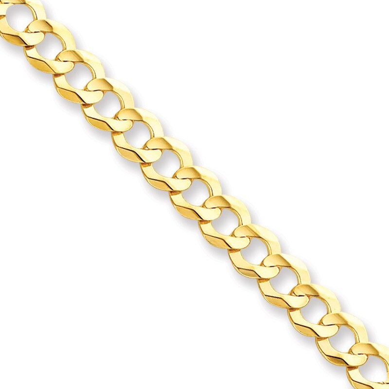 7 Inch 9.4mm Solid Polished Light Flat Cuban Chain 14k Gold LCB250-7, MPN: LCB250-7, 886774561134